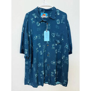 NWT Balls Beachwear Sports Button Up Shirt (Navy) 3XL